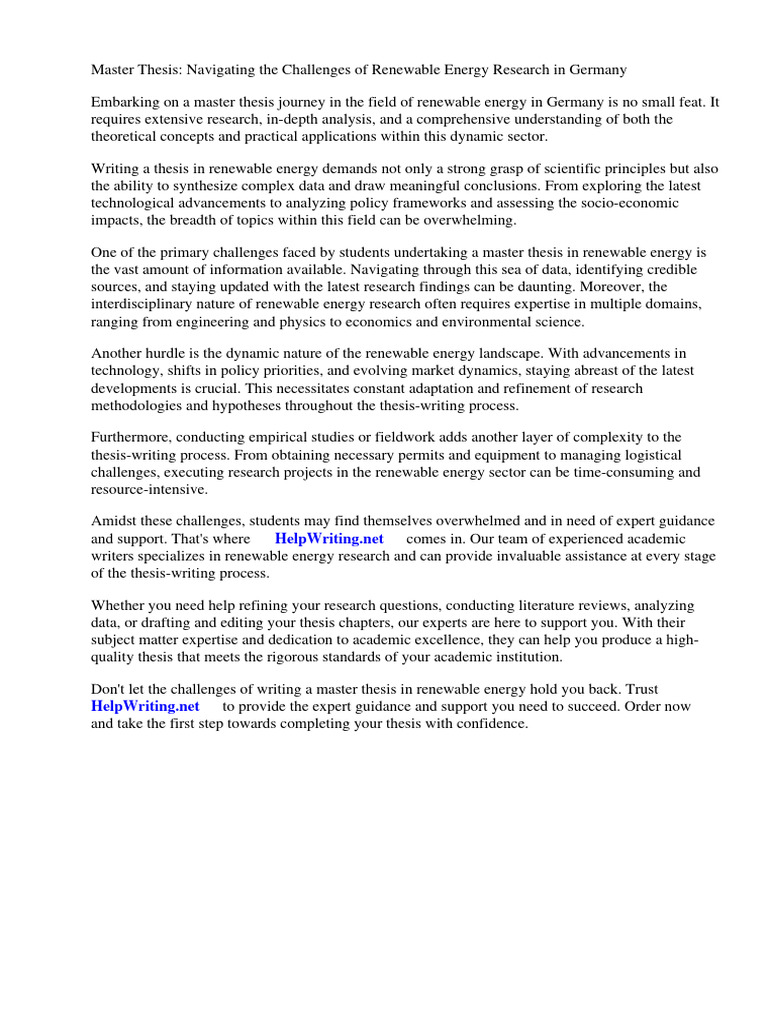Master Thesis Renewable Energy Germany Pdf