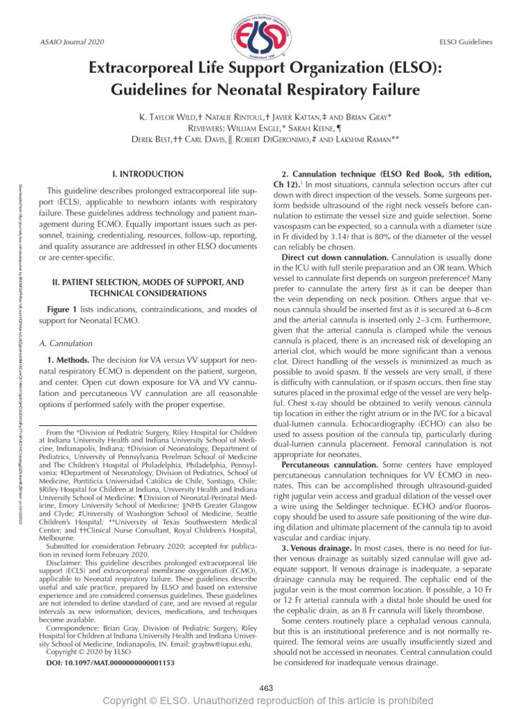 Neonatal ECMO Guidelines Overview | PDF | Coagulation | Medical Specialties