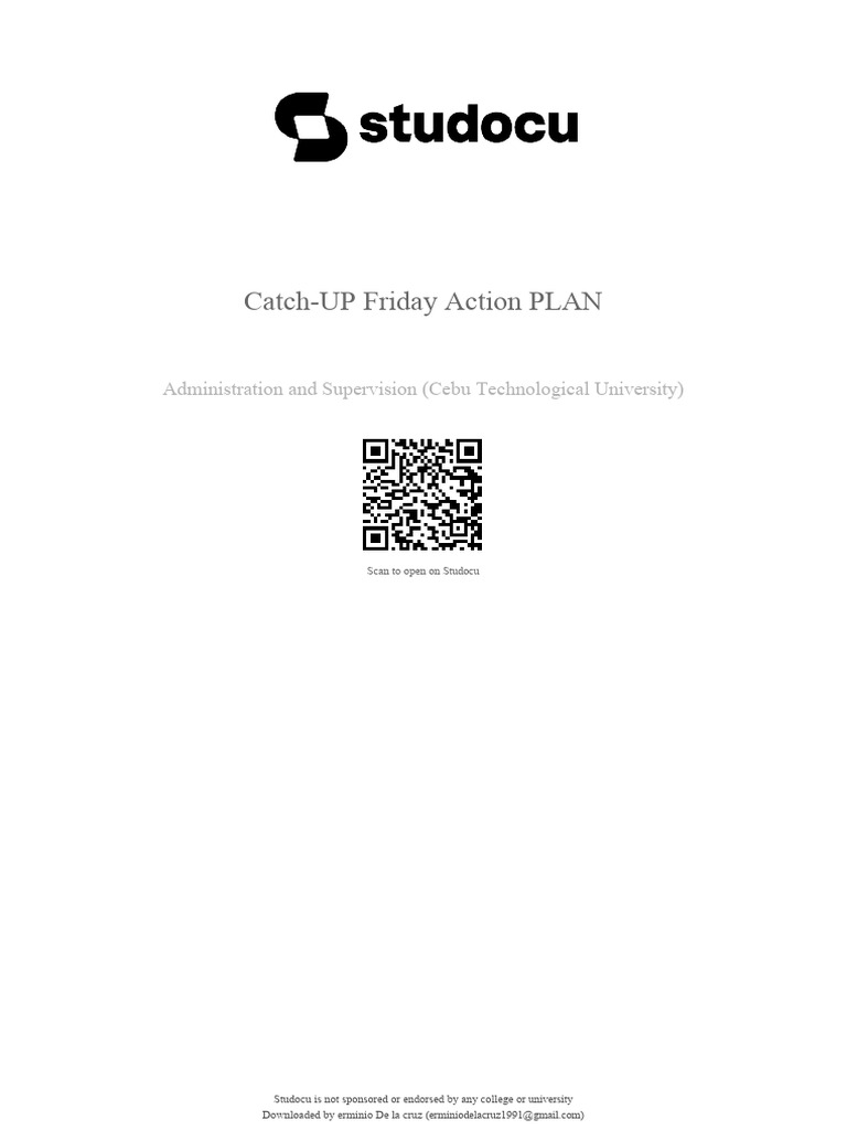 Catch Up Friday Action Plan PDF Learning Cognition