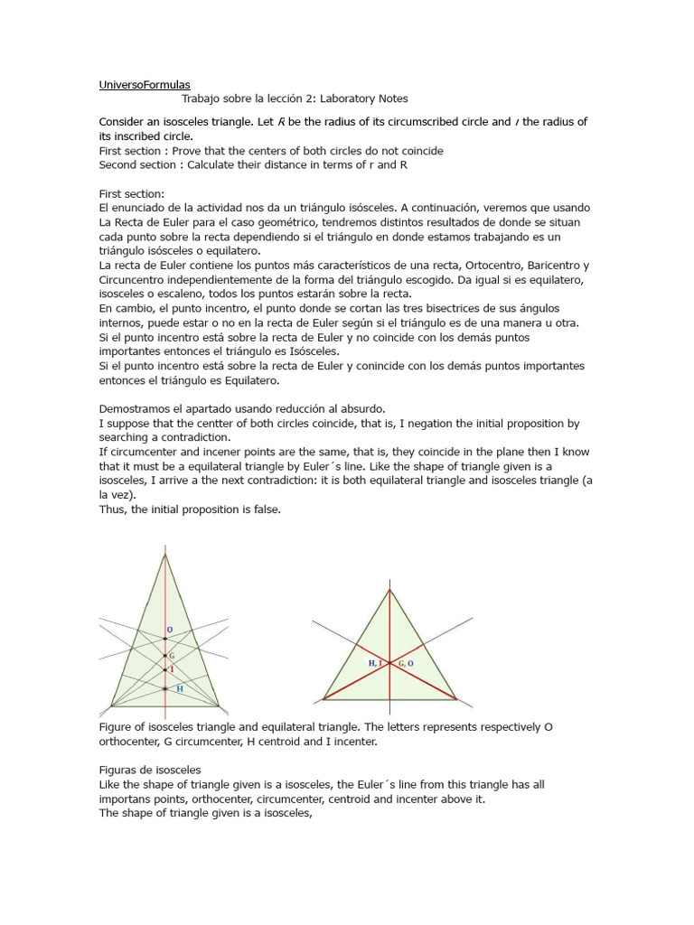 Distancia entre incentro y circuncentro | PDF | Geometría | Formas ...