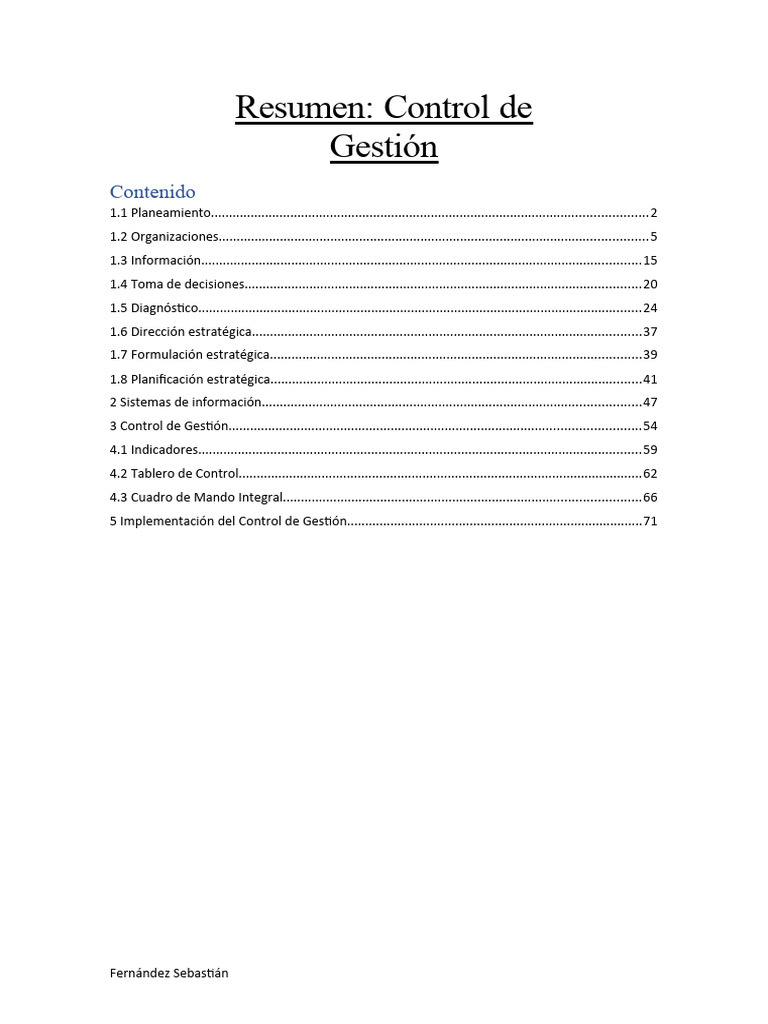Control de Gestion | PDF | Toma de decisiones | Planificación