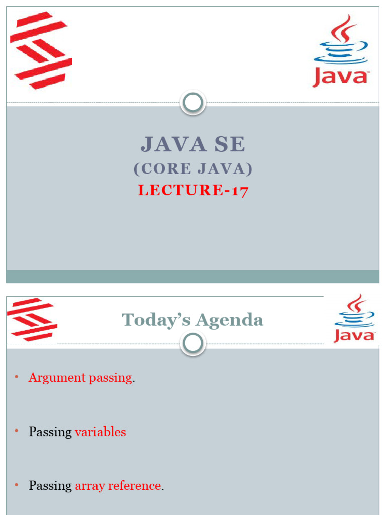 (Lec-17) Java SE (Argument Passing) | PDF | Parameter (Computer ...