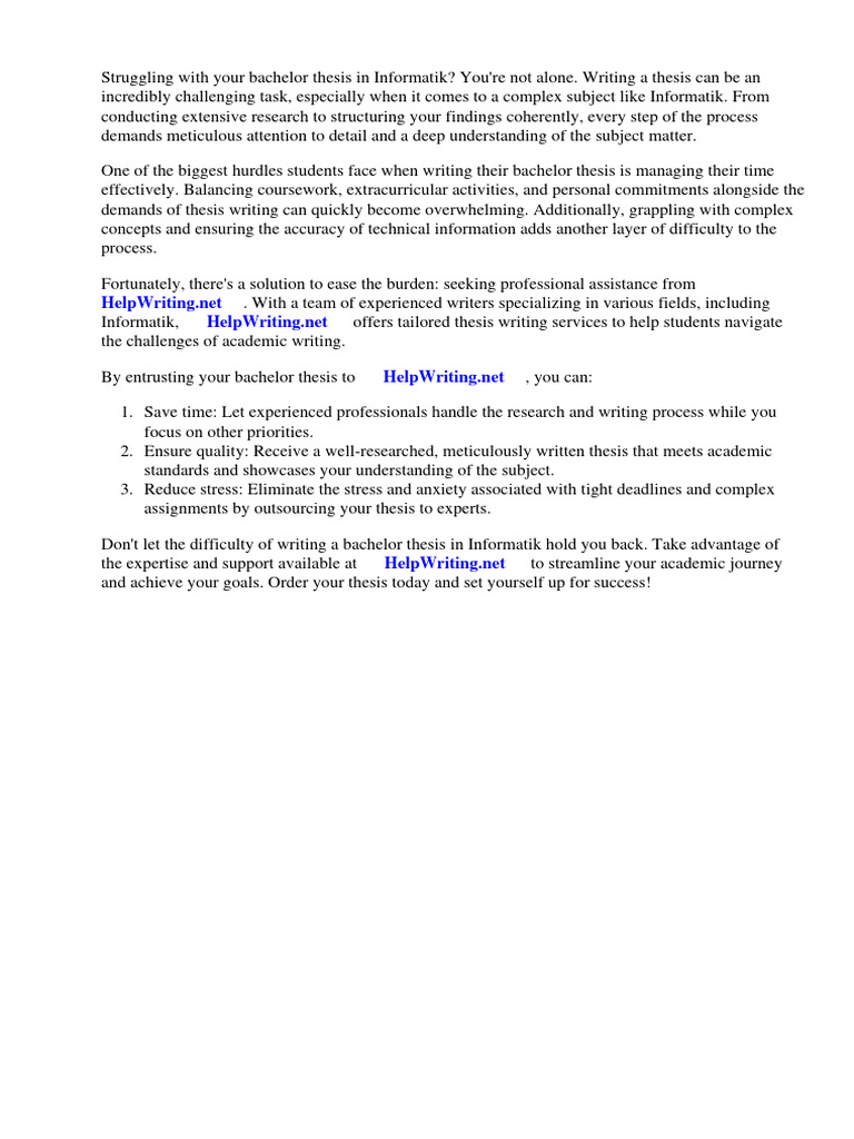 Bachelor Thesis Informatik Beispiel Pdf Thesis