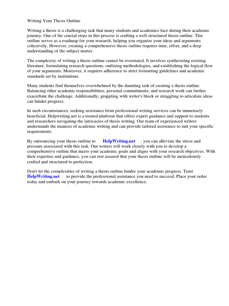 Writing Your Thesis Outline Pdf Thesis Argument