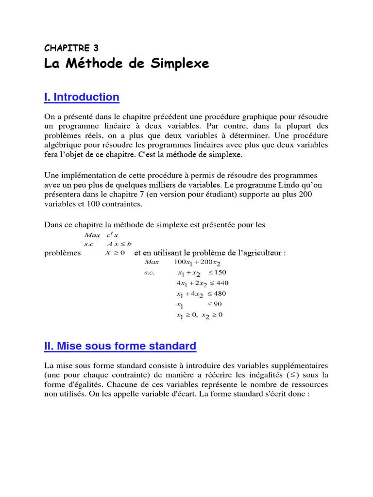 La Méthode de Simplexe | PDF | Optimisation linéaire | Équations