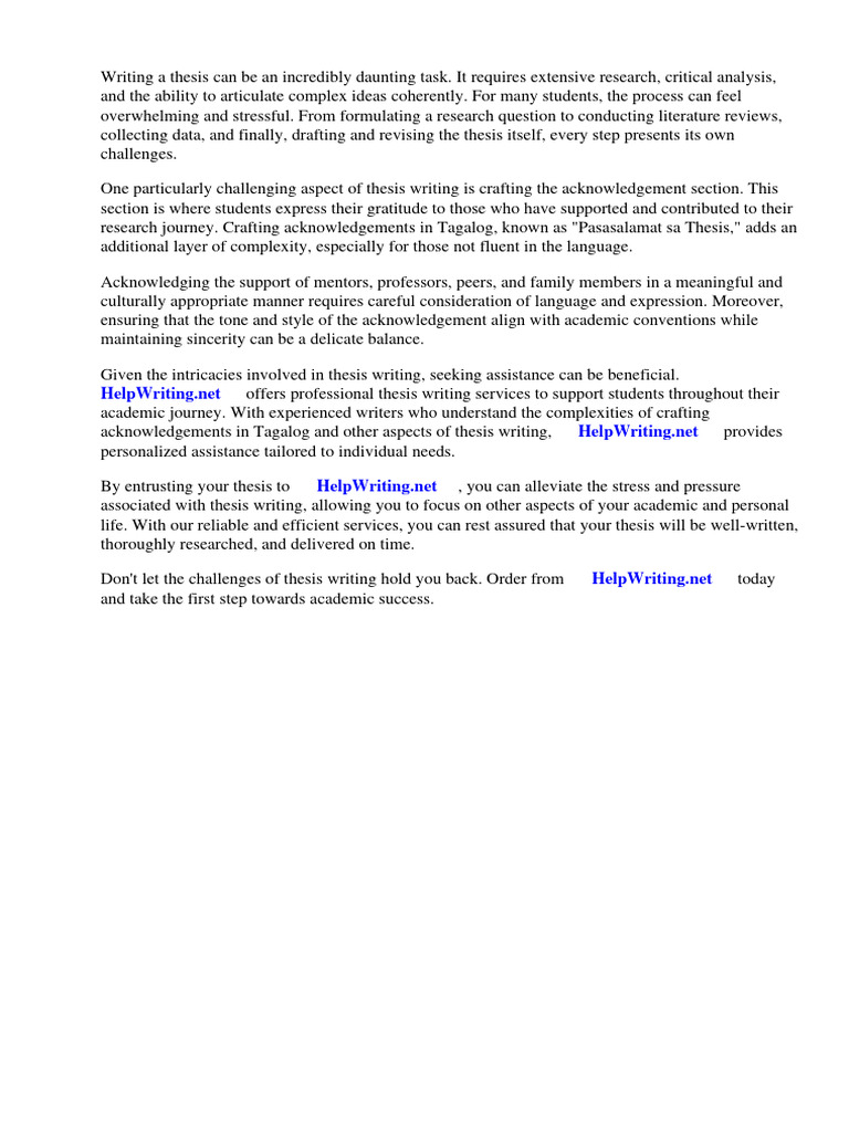 Halimbawa NG Acknowledgement Sa Tagalog Thesis | PDF | Tagalog Language ...