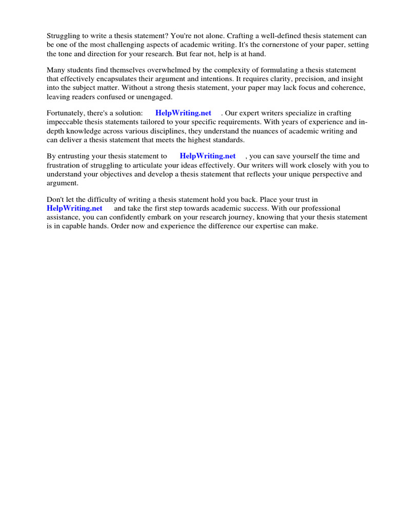 Expert Thesis Statement Writing Help | PDF | Essays | Thesis