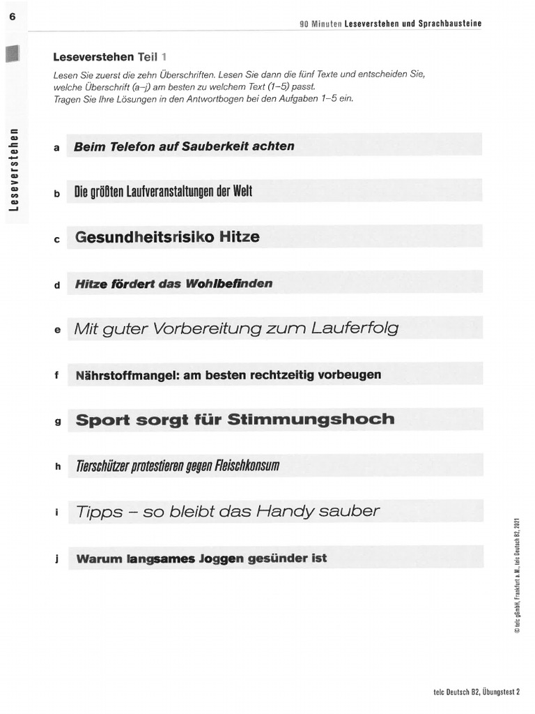 Telc - Deutsch - B2 - Modelltest - 2 LV | PDF