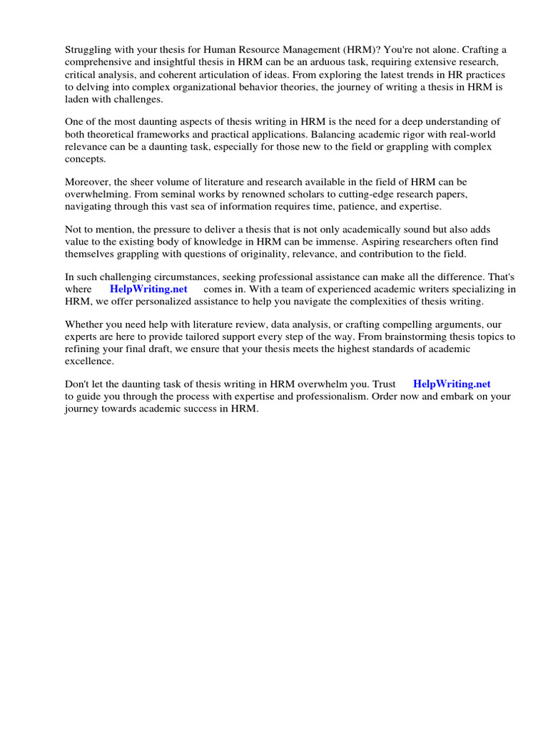 Example Thesis Title For HRM | PDF | Human Resource Management | Thesis