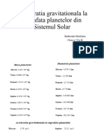 Acceleratia Gravitationala La Suprafata Planetelor Din Sistemul Solar