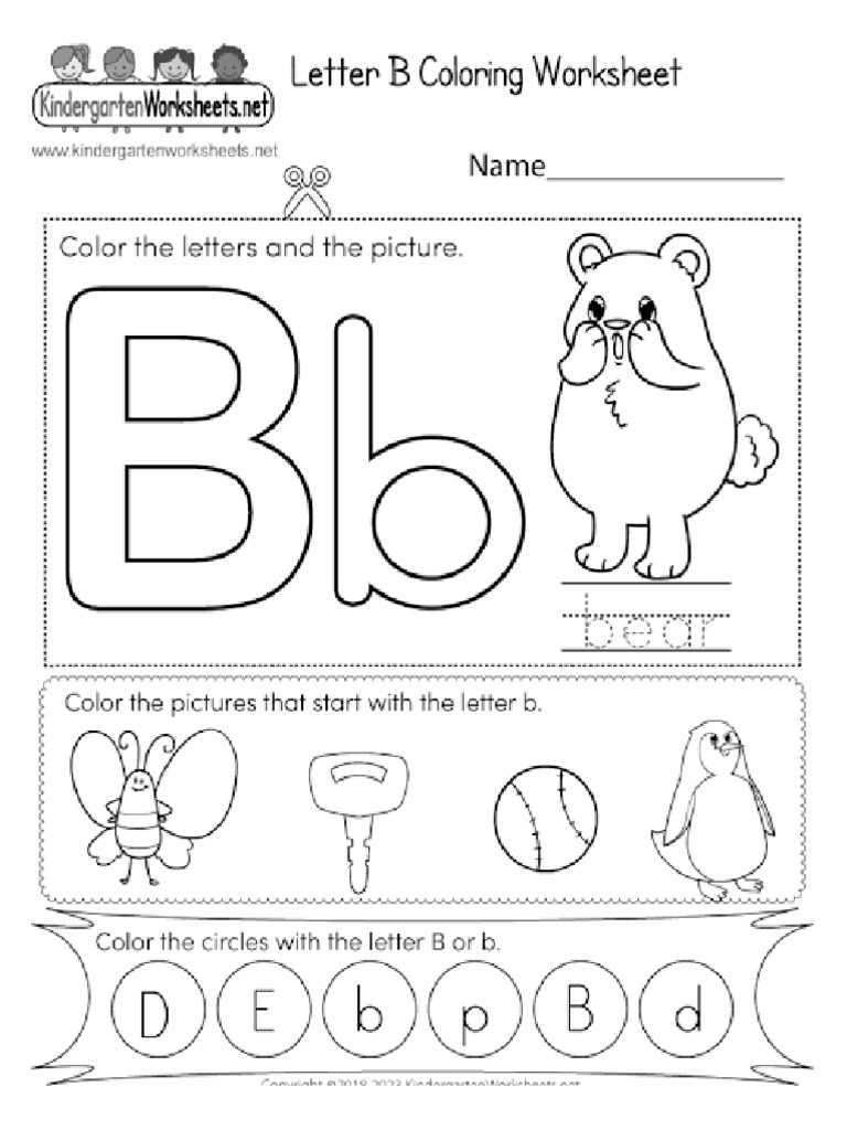 Letter B Coloring Worksheet | PDF