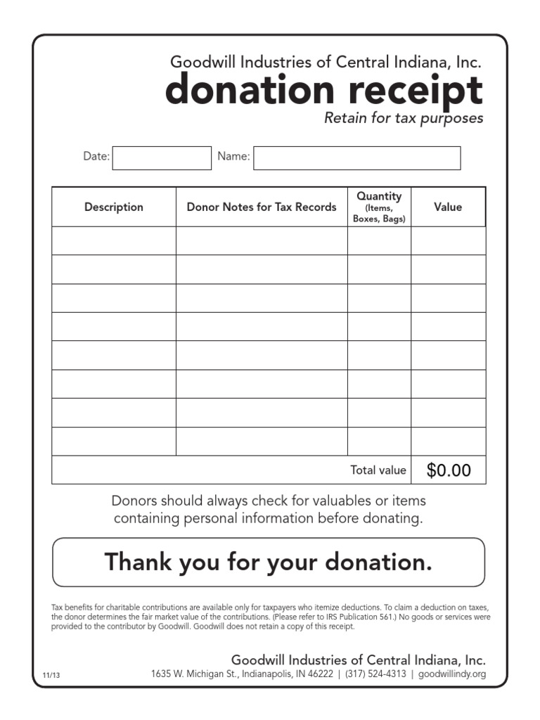 goodwill donation receipt template | pdf | business | finance