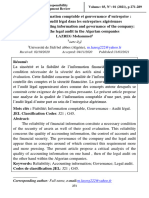 Fiabilité de L'information Comptable Et Gouvernance D'entreprise - Analyse de L'audit Légal Dans Les Entreprises Algériennes