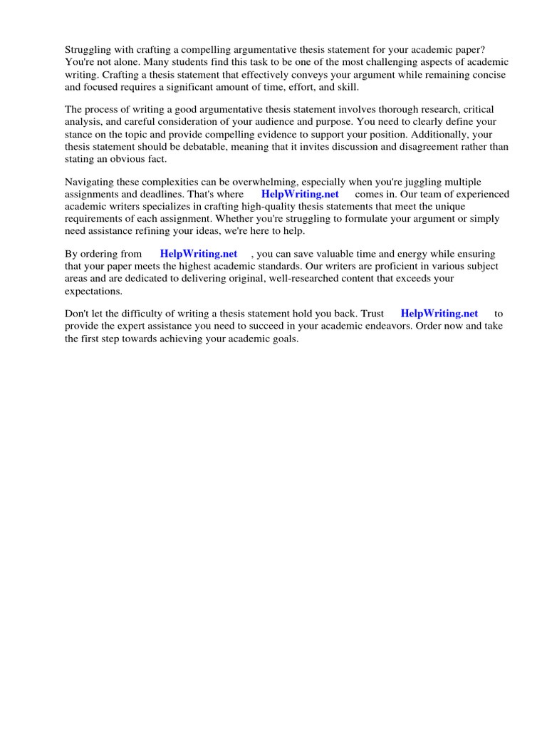 How To Write A Good Argumentative Thesis Statement | PDF | Essays ...