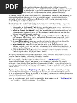 Thesis Introduction Chapter Outline