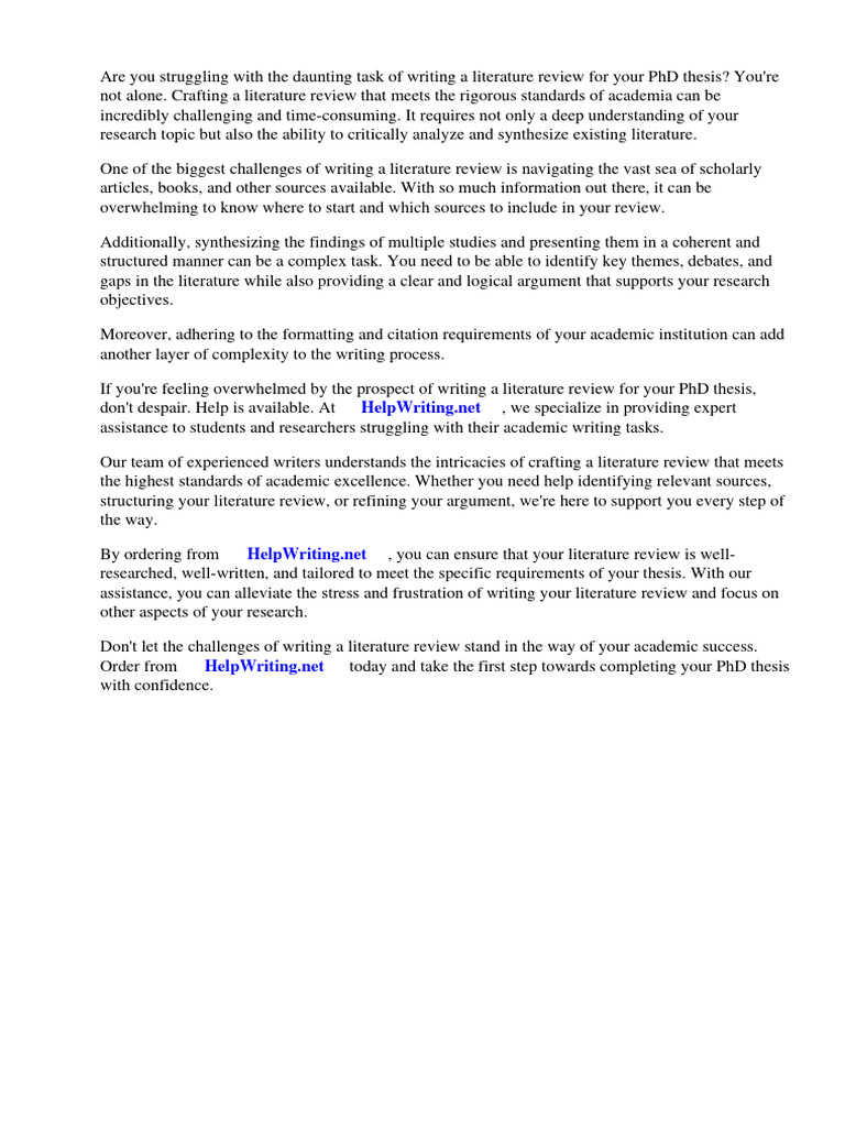How To Write A Literature Review For A PHD Thesis | PDF | Career ...