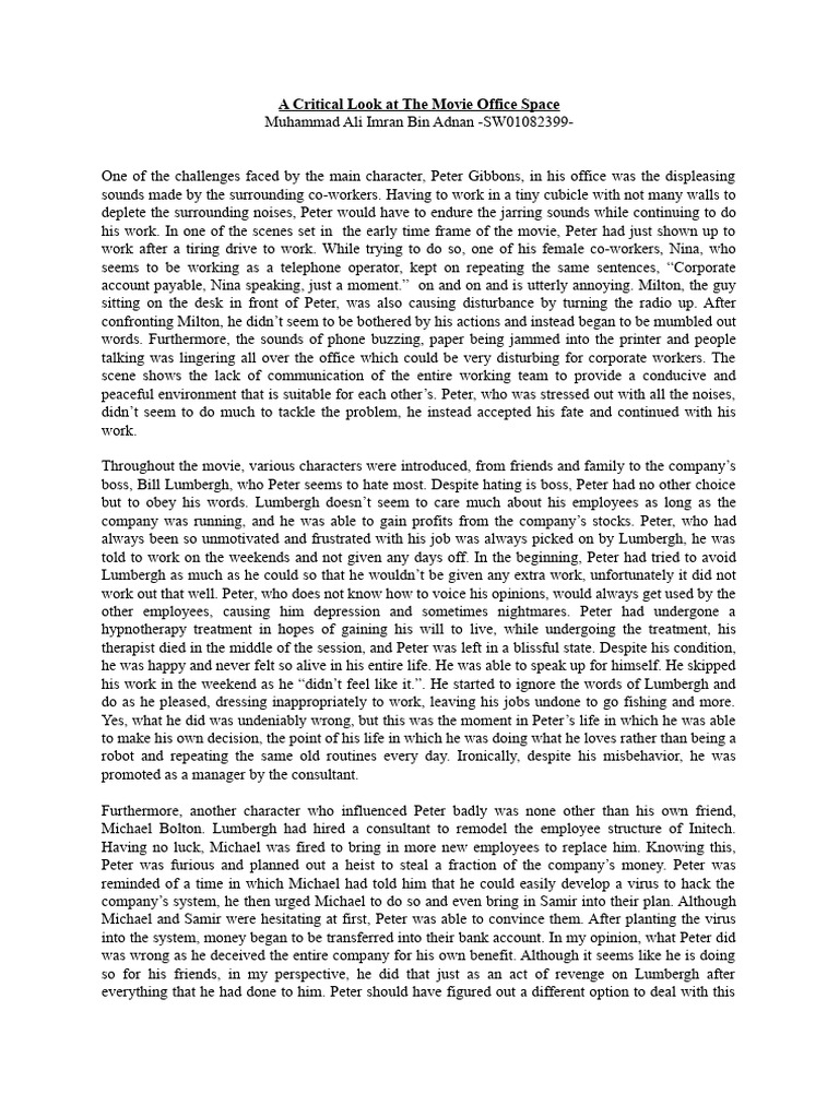 A Critical Look at The Movie Office Space | PDF