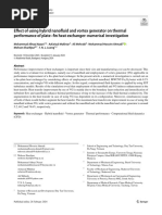 Effect of Using Hybrid Nanofluid and Vortex Generator On Thermal Performance of Plate-Fin Heat Exchanger: Numerical Investigation