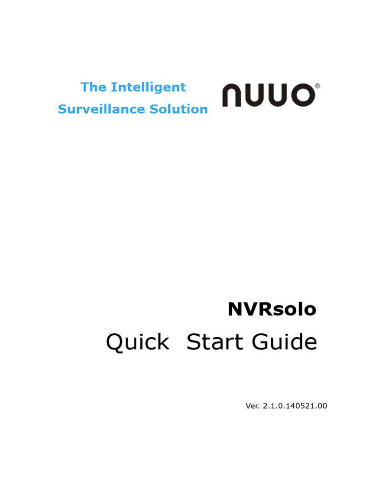 NVRsolo Quick Start Guide | PDF