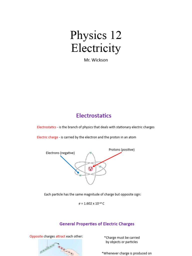 Physics 12 Electricity Pdf Electric Charge Electric Field