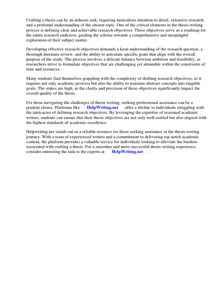Example Research Objectives Thesis | Download Free PDF | Thesis ...