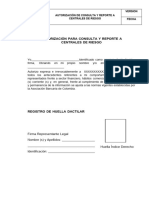 Autorización de Consulta y Reporte A Centrales de Riesgo