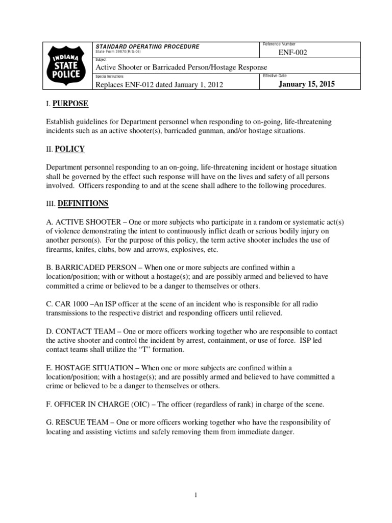 Active Shooter or Barricaded Person Hostage Response | PDF | Police | Swat
