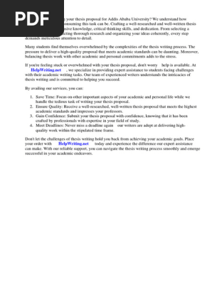 Addis Ababa University Thesis Proposal PDF