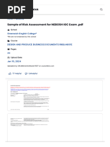 Sample of Risk Assessment For NEBOSH IGC Exam .PDF: Greenwich English College