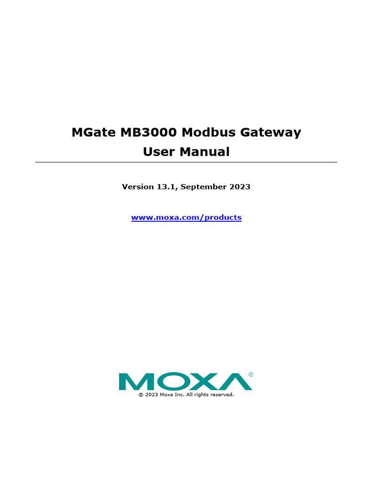 MGate MB3000 Modbus Gateway User Manual Version 13.1 | PDF | Computer ...