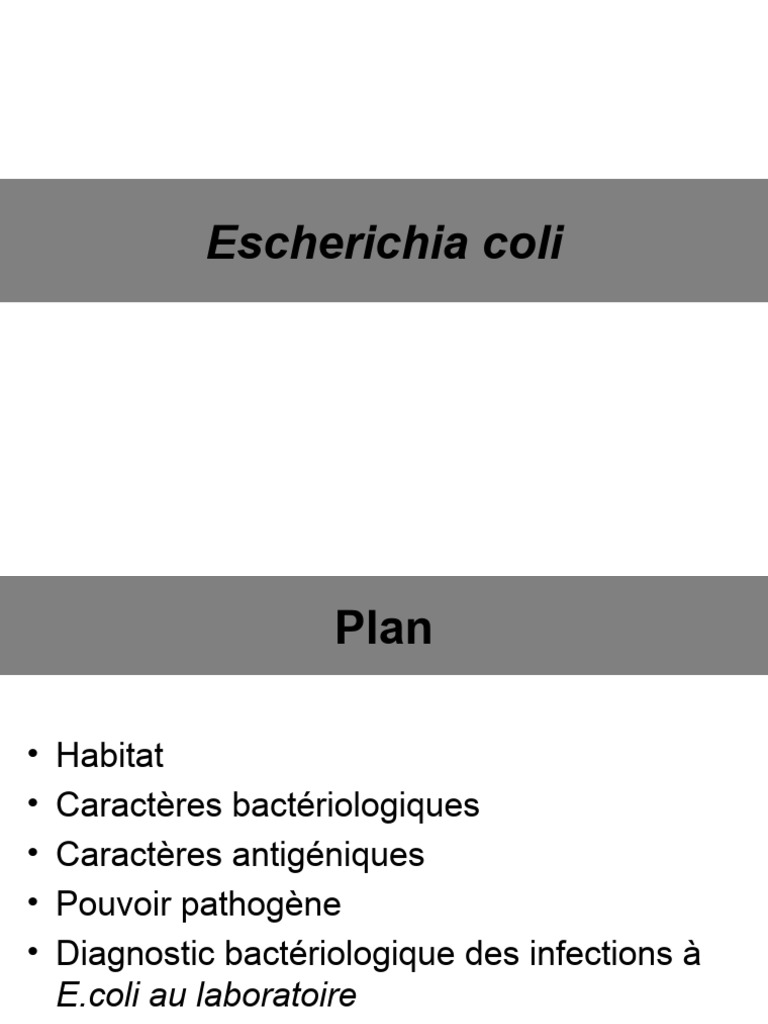 Escherichia Coli | PDF | Escherichia coli | Causes de décès