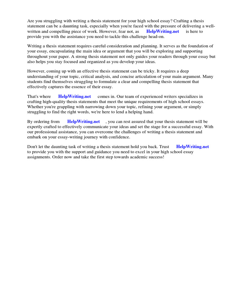 How To Write A Thesis Statement For Essay High School | PDF | Essays ...