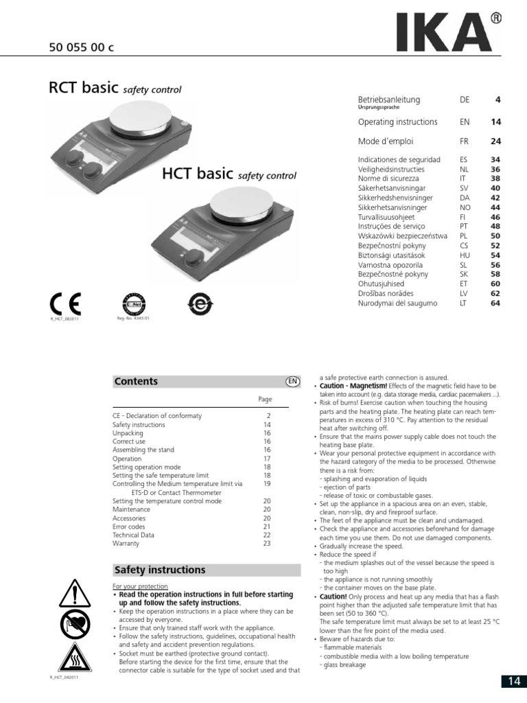 Rct standard operating instructions pdf