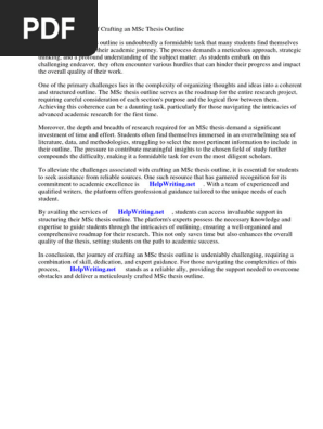 Msc Thesis Outline