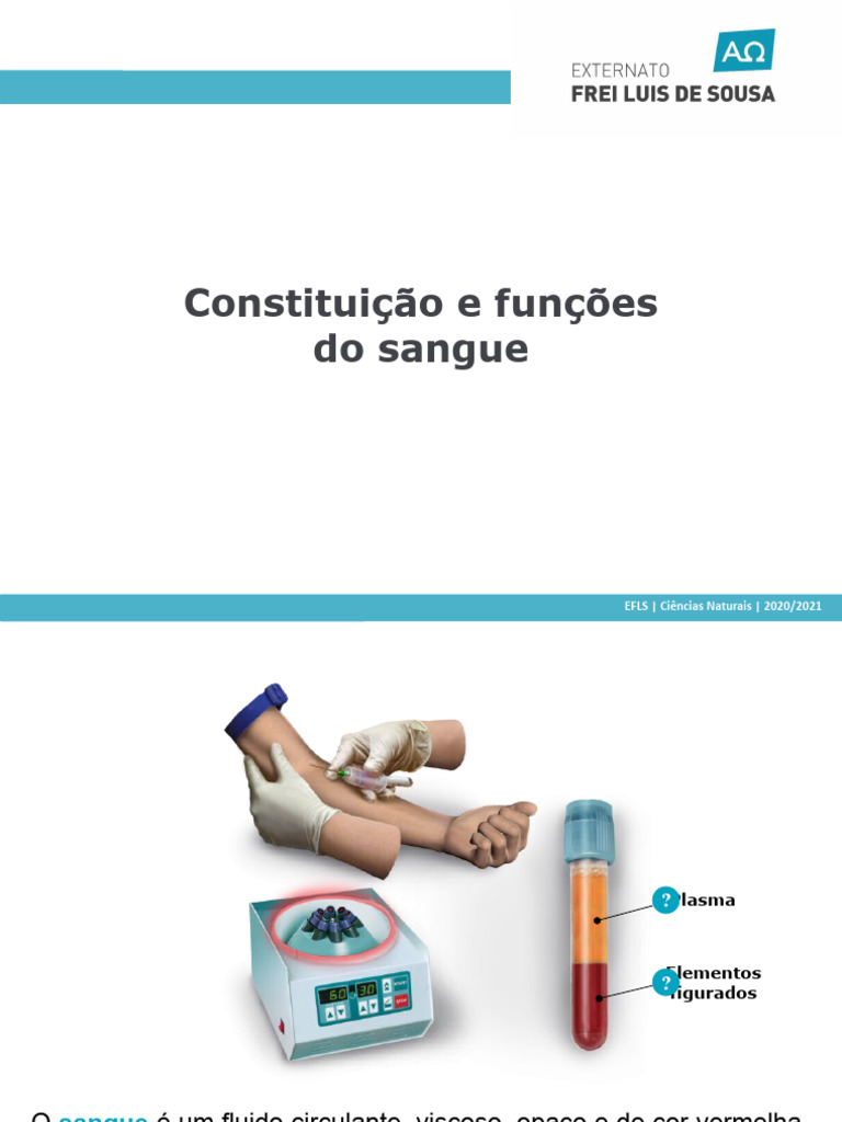 8 Constitui O E Fun Es Do Sangue Pdf Sangue Plasma Sangu Neo