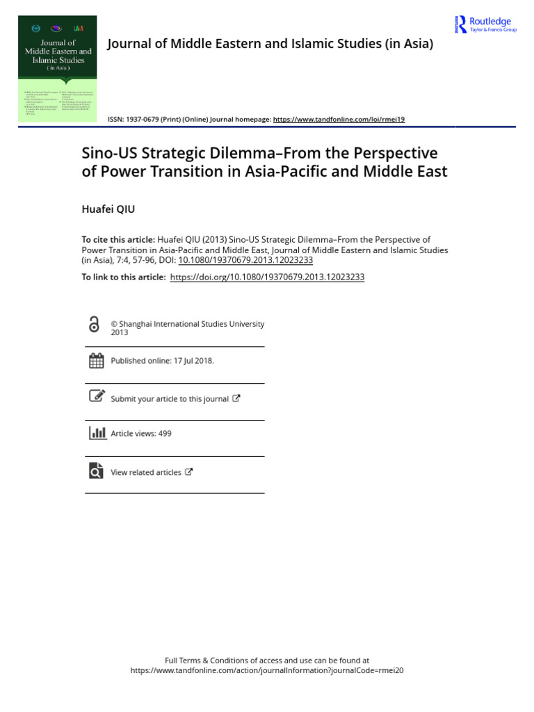 Sino US Strategic Dilemma From The Perspective of Power Transition in ...