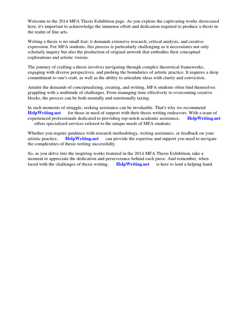 2014 Mfa Thesis Exhibition | PDF