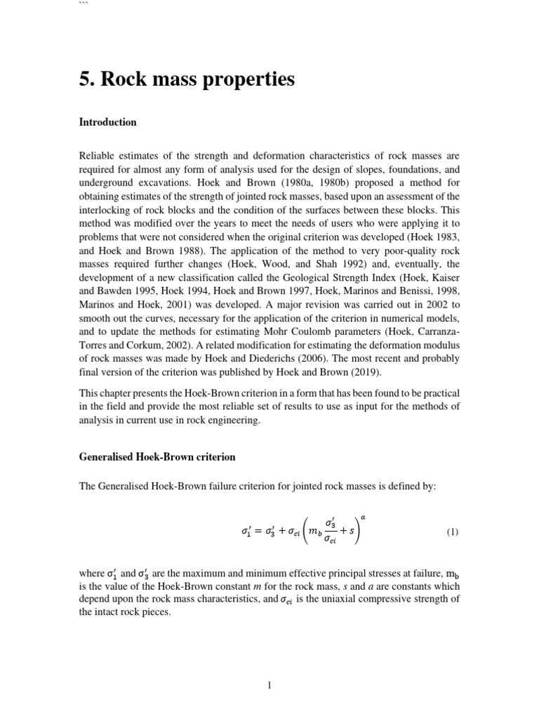 Rock Mass Properties - 2023 06 30 120618 - SDTD | PDF | Strength Of ...
