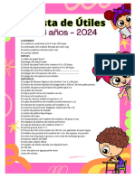 Lista de Útiles 3,4,5 Años Inicial