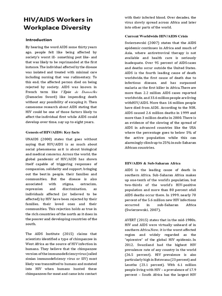 HIV/AIDS Workplace Policy Overview | PDF | Hiv/Aids | Employment