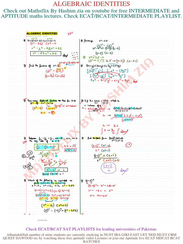 Algebric Identities | PDF