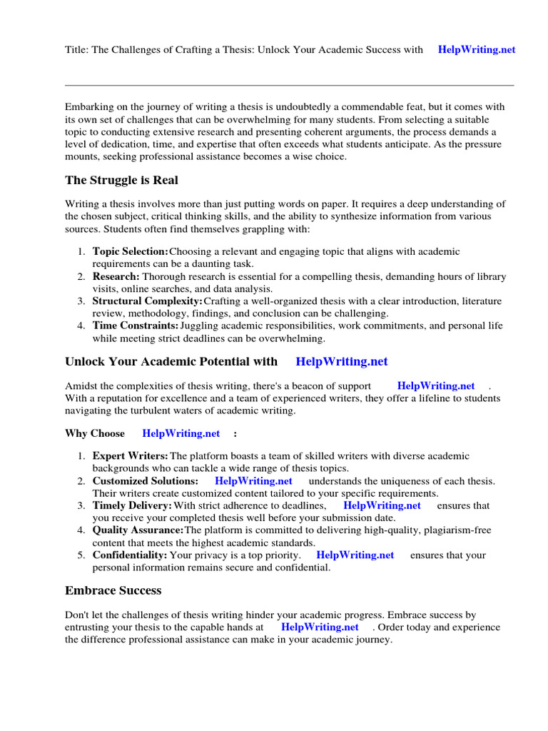Overcoming Thesis Writing Challenges | PDF | Career & Growth | Social ...