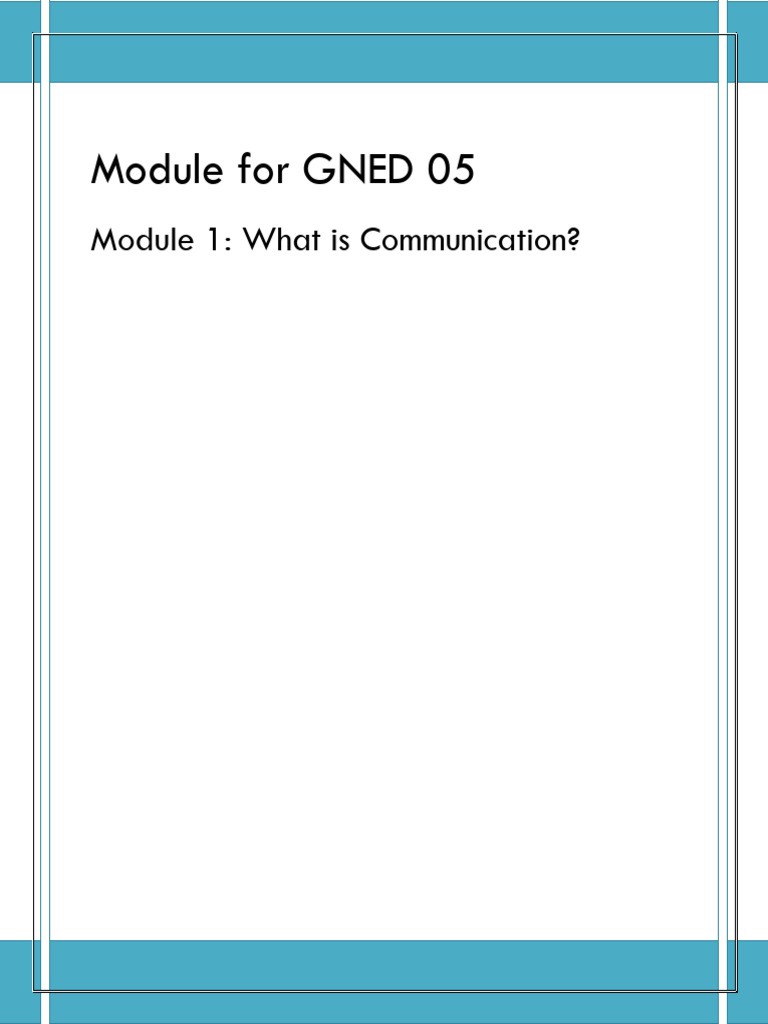 Module 1 Gned 05 | Download Free PDF | Communication | Nonverbal ...