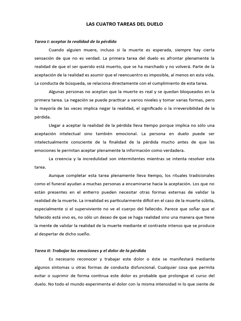 Las Cuatro Tareas Del Duelo Descargar Gratis Pdf Dolor Dolor