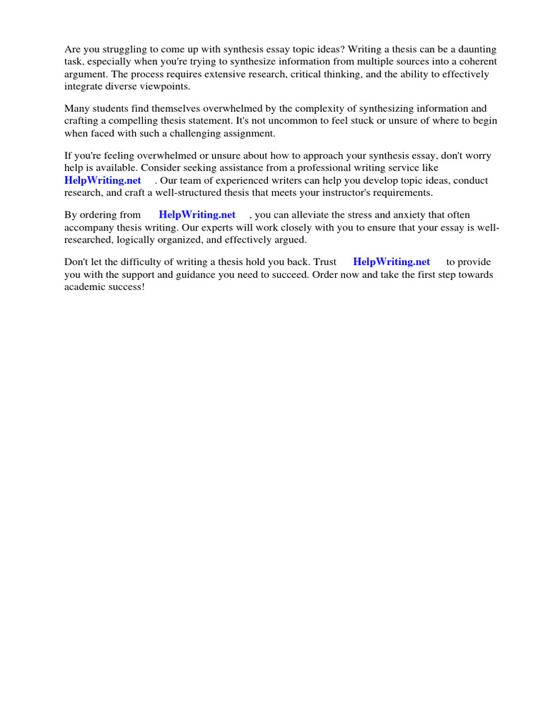 Synthesis Essay Topic Ideas | PDF | Essays | Dialectic