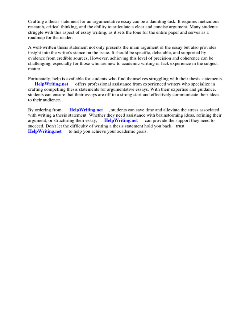 Thesis Statements For An Argumentative Essay | PDF | Essays | Thesis