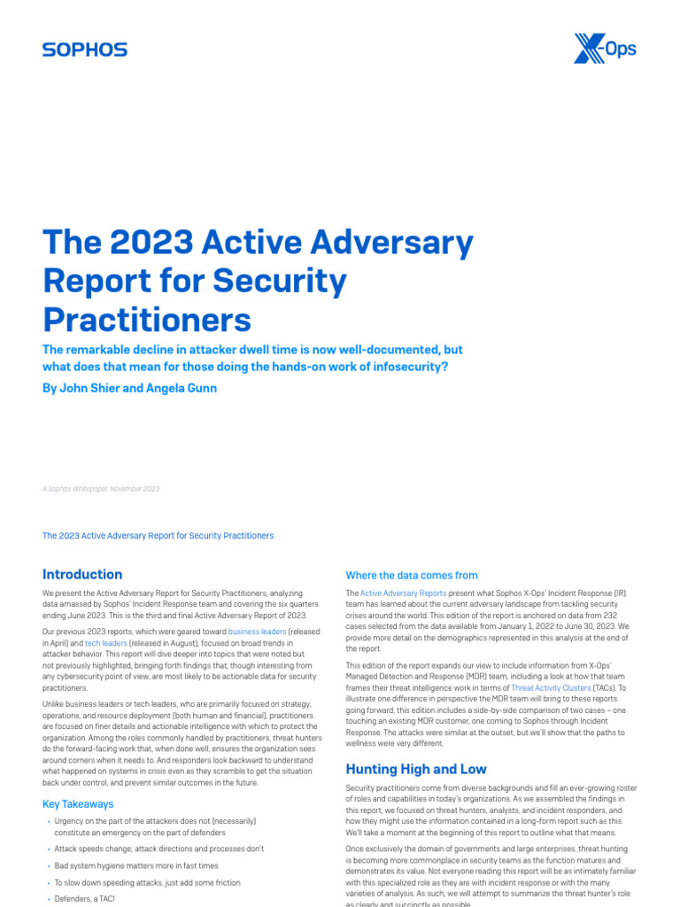 Sophos X Ops Active Adversary Report For Security Practitioners 2023 ...