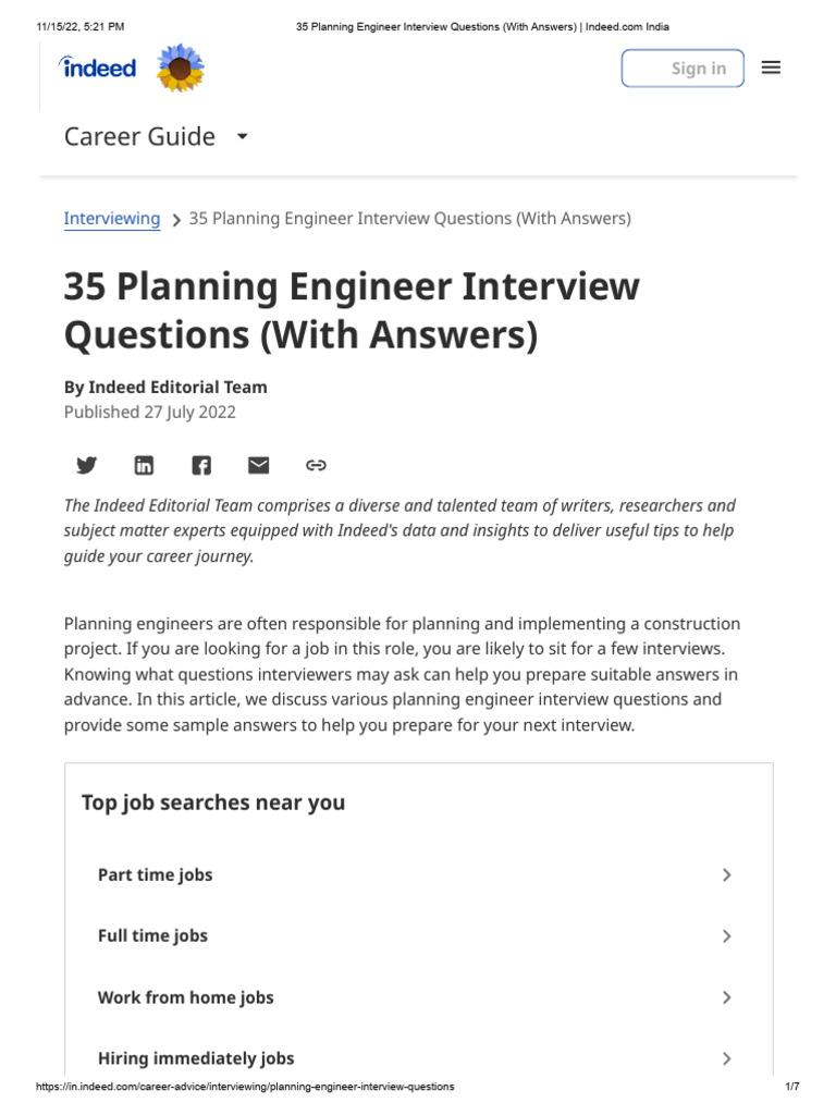 35 Planning Engineer Interview Questions (With Answers) Indeed Com