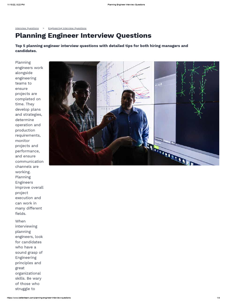 Planning Engineer Interview Questions PDF Engineer Engineering