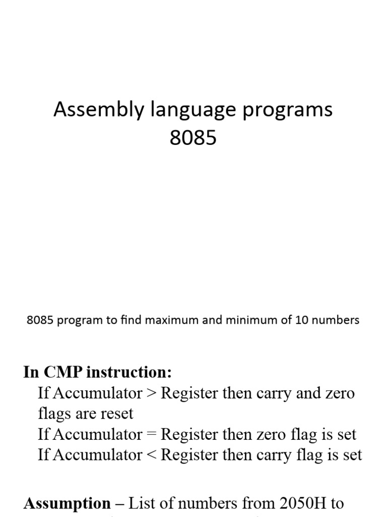 CMP Instruction in 8085 Assembly | PDF | Applied Mathematics | Computer ...
